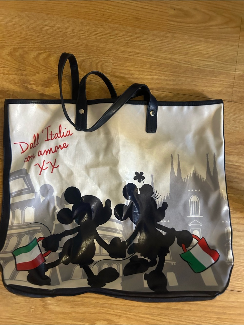 Walt Disney Parks Minnie and Micky Italy themed tote bag